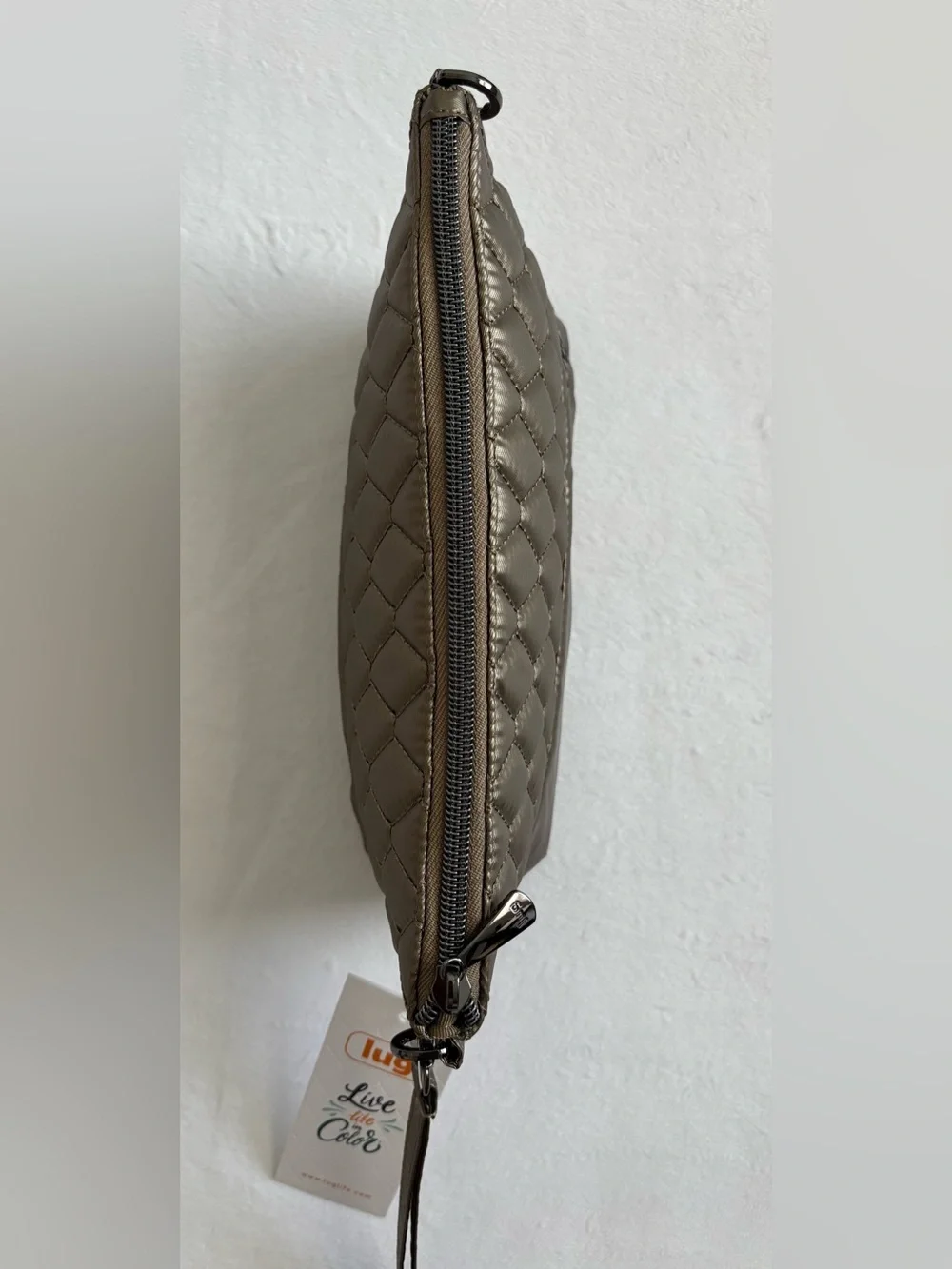 Lug Shiplap RFID Wristlet Pouch Metallic Walnut Boho Floral NWT